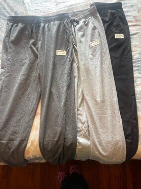 Set of 3 Women's Sweat Pants in Black, Dark Gray, & Light Gray XL New